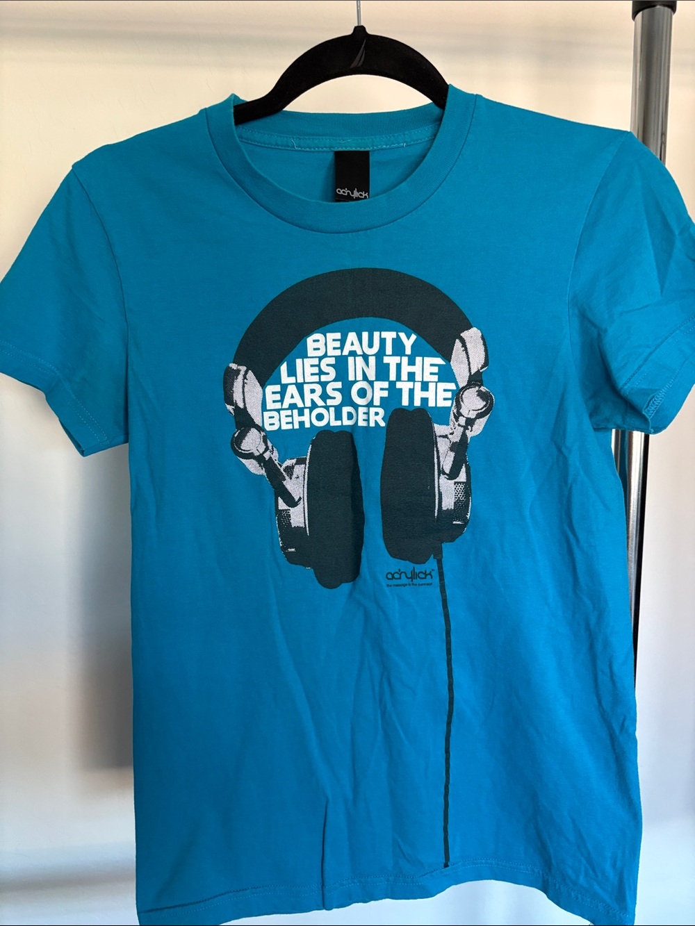 Teal Short Sleeve Graphic Tee - Headphone Motif